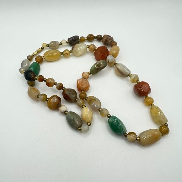 24" vintage, polished, tumbled agate stone necklace! - Picture 12 of 12
